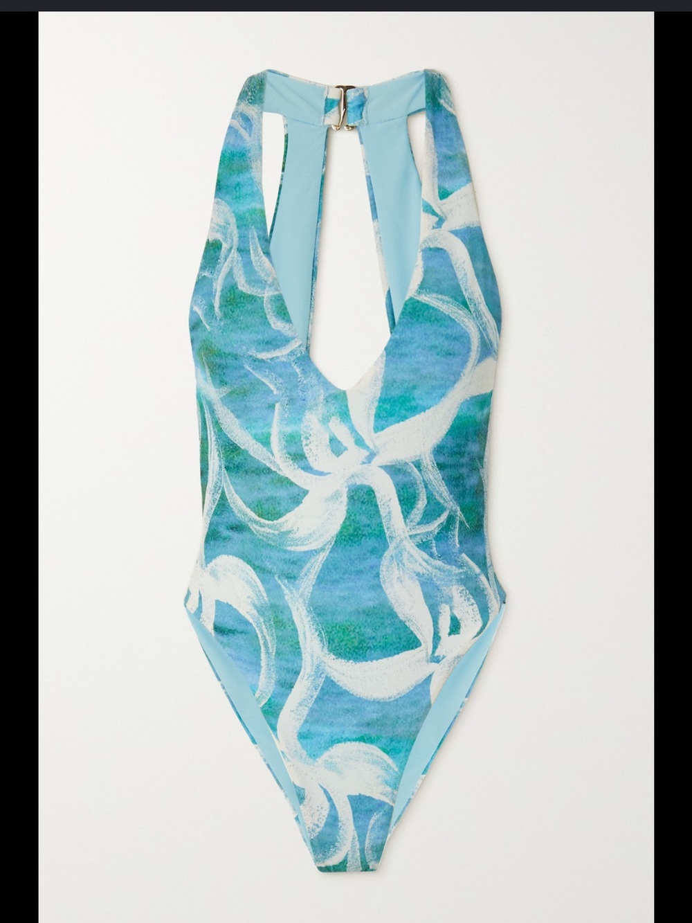 Louisa Ballou High Sea Open-Back Printed Swimsuit in Blue